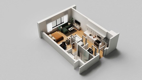 Floor plan for studio, 1 bath, 491 sqft